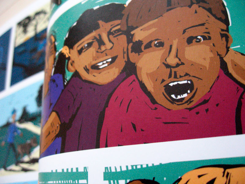 Bērni pēta saulespuķi. Komikss 24h.